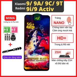 Kính cường lực Xiaomi Redmi 9/9A/9C/9T/9 Activ/9i Full màn cao cấp OG+ độ cứng 21H siêu mượt hạn chế bám vân tay [MIMA]