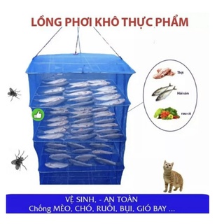 Lồng Lưới Phơi Khô, Thực Phẩm, Phơi Cá Chống Côn Trùng Treo 4 Tầng Có Thể Xếp Gọn