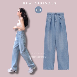 [SẴN]-Quần Jean xếp ly xanh nhạt (Q113)