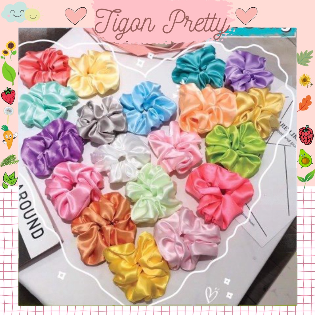 Dây Cột Tóc Vải Scrunchies Lụa Bóng (ĐỦ MÀU)