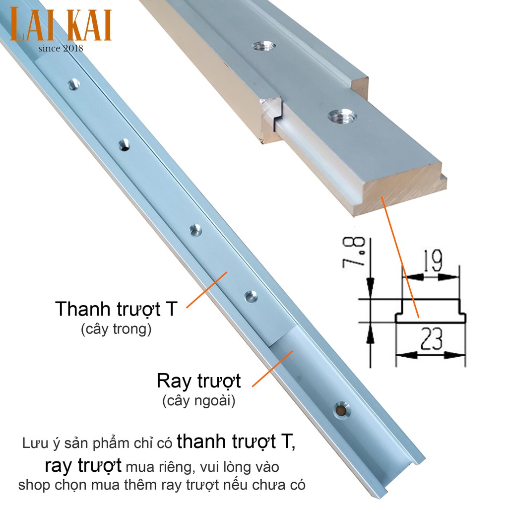 Thanh trượt T dùng cho ray trươt bản 30mm