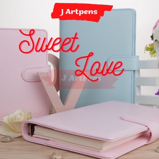 Bìa Sổ Còng Da Sweet Love A6 A5 6 Lỗ Màu Pastel Siêu Đẹp Nhiều Màu Sổ Còng Planner Sổ Tiết Kiệm Binder Bullet Journal