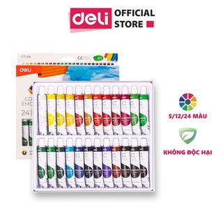 Màu bột Gouache dạng tuýp 12ml Deli 5/12/24 màu 1 hộp EC11