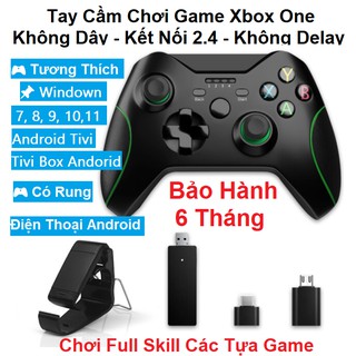 Tay Cầm Chơi Game không dây Xbox One Có Rung -Tay cầm không dây 2.4G cho PC, Laptop, Điện Thoại Android, Android Tivi