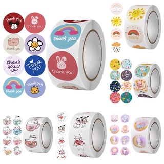 Cuộn 500 tem Thank you nhiều mẫu xinh xắn hình đáng yêu - Tem Cảm ơn