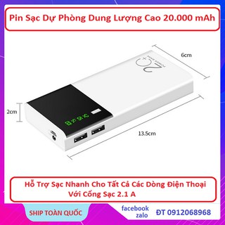 Sạc Dự Phòng Dung Lượng 20000 Mah Có Màn LED/ Sạc Dự Phòng Cho Điện Thoại Di Động/  androi Và ios