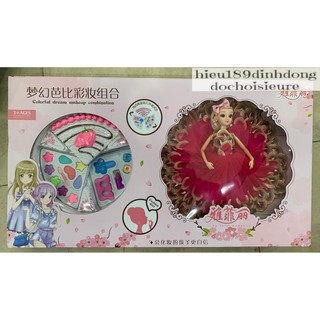 Búp bê khớp kèm hộp trang điểm gấp hình bánh (ảnh thật)