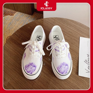 Giày Thể Thao Nữ Ulzzang Vintage, Giày Vải Canvas Graffiti Họa Tiết Hoa Mẫu Đơn Basic Hàn Quốc Street Style-classy_shoes