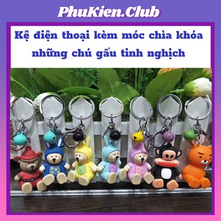 Kệ điện thoại kèm móc chìa khóa những chú gấu tinh nghịch ( Giao hình ngẫu nhiên )