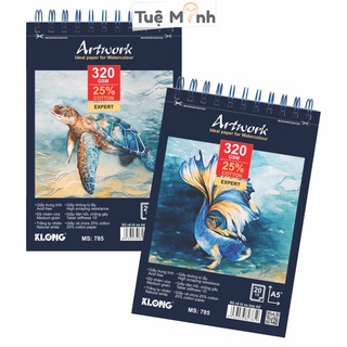 Sổ vẽ màu nước Klong Artwork lò xo A5 20 tờ cao cấp bám màu, sổ Klong MS 785