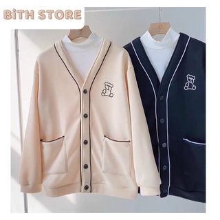 [HÌNH THẬT] Áo cardigan nỉ khoác ngoài nam nữ thêu viền logo chú gấu cực xịn - Hàng chuẩn shop