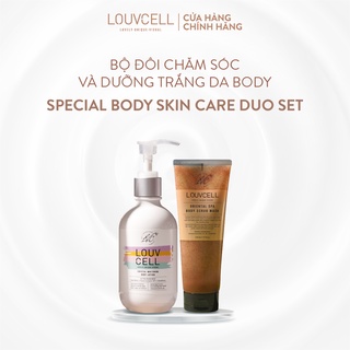 Bộ đôi tẩy tế bào chết và dưỡng trắng da body Louvcell Special Body Skin Care Duo Set