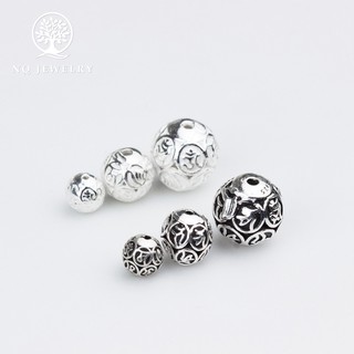 Charm bạc hình cầu họa tiết xỏ ngang - NQ Jewelry