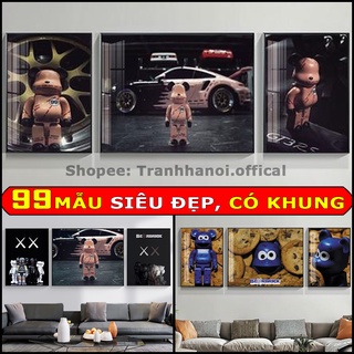 Bộ 3 Tranh Chú Gấu bearbrick/ Kaws Treo Tường Phòng Khách/ Phòng Game/ Quà Tặng Khách Hàng
