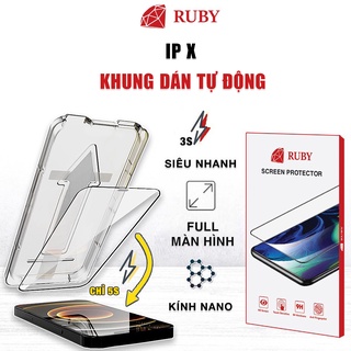Kính cường lực Iphone X chính hãng Ruby khung dán tự động full màn hình cho Dán màn hình Iphone X