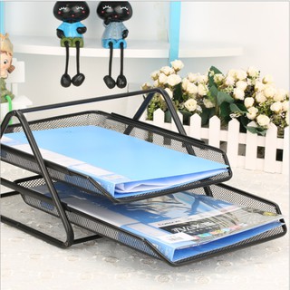 Khay để hồ sơ, tài liệu 2 tầng kim loại bền đẹp siêu tiện ích,  dụng cụ để tài liệu văn phòng đa năng