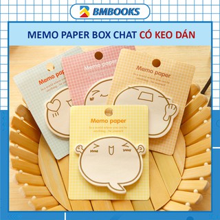 Giấy note cute dễ thương Memo Paper dạng box chat emotion có keo dán BMBooks