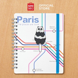 Sổ tay ghi chép Miniso lò xo We Bare Bears Wirebound Book - Hàng chính hãng