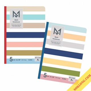 Sổ may dán gáy Caro A4 Math Notebook 120 trang Klong MS 987