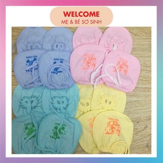 BAO TAY BAO CHÂN ⚡️FREESHIP⚡️ Set Bao Tay Bao Chân Loại Buộc Dây Cho Bé Sơ Sinh Hàng Việt Nam