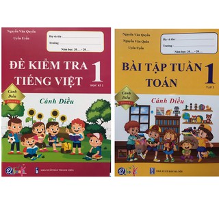 Sách - Combo bài tập tuần toán lớp 1 tập 2 + Đề kiểm tra tiếng việt lớp 1 học kỳ 2 (cánh diều)