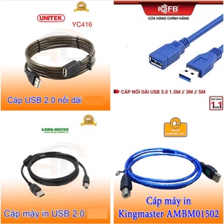 [FREESHIP] CÁP USB NỐI DÀI, CÁP MÁY IN UNITEK, FB-LINK, KINGMASTER 1.5M ĐẾN 10M CAO CẤP