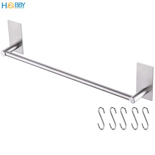 Thanh treo dụng cụ nhà bếp dán tường gạch men kính HOBBY TTCN5S kèm 5 móc treo chữ S  - có sẵn keo dán siêu dính