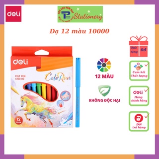 Bút màu nước 1.0mm Deli, 12 màu/hộp - EC10000