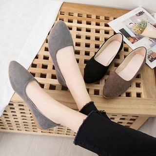 Giày búp bê da lộn nữ phong cách công sở kiểu dáng cơ bản V211