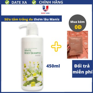 Sữa tắm trắng da thơm lâu toàn thân Manis White Body Shampoo 450ml không nhờn rít hương thơm dịu nhẹ làm mềm mịn da
