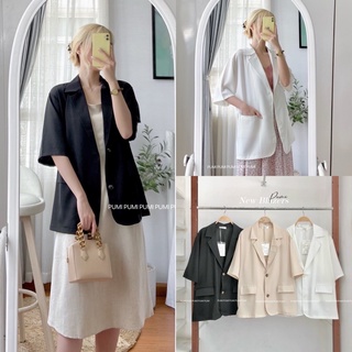 Áo khoác vest tay ngắn freesize form rộng Pumi