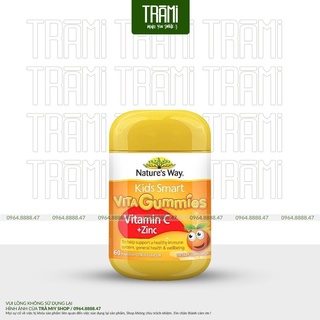 [CHÍNH HÃNG] Kẹo Dẻo Bổ Sung Vitamin C Và Kẽm Cho Bé Nature’s Way Vita Gummies Vitamin C + Zinc 60 viên Úc.