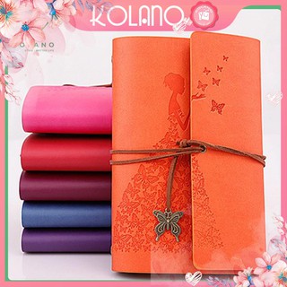 Sổ Tay Bìa Da Mềm Ghi Chép KOLANO Khắc Chìm Phụ Kiện Bươm Bướm độc đáo SN-001106