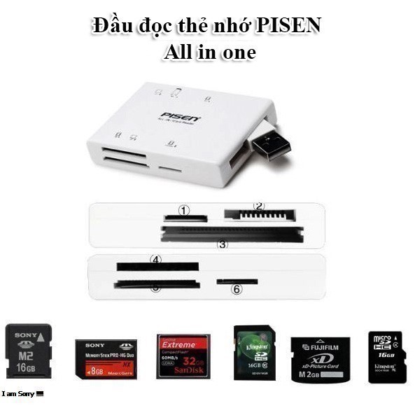 Đầu đọc thẻ nhớ CF SD Micro Sd - All in one