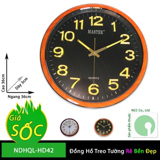 Đồng hồ treo tường - mặt tròn nền trắng hoặc đen - NDHQL-HD42-D (Khung Nền Đen)
