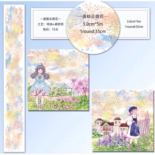 (Chiết theo chu kỳ) Băng dính washi tape p háo hoa rực rỡ #9