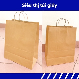 COMBO 50 CHIẾC TÚI GIẤY KRAFT XI MĂNG S6B: 33x17.5x43 cm CÓ QUAI ( ẢNH THẬT SHOP TỰ CHỤP)