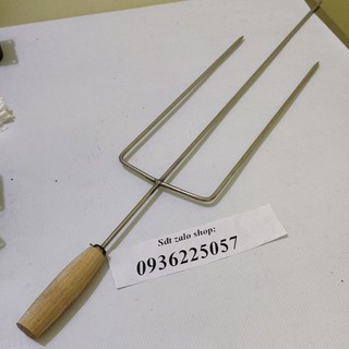 Xiên nướng inox cán gỗ không bánh răng