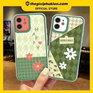 Ốp iphone - Ốp lưng iphone cạnh vuông viền camera Caro xanh lá dành cho ip 6 đến 14promax - g91