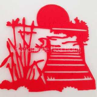 10 phong cảnh hoàng hôn bằng giấy xốp, 7.8x7.5cm - Hình trang trí thiệp,  scrapbook, tập, sổ, sách, bookmark, bao lì xì