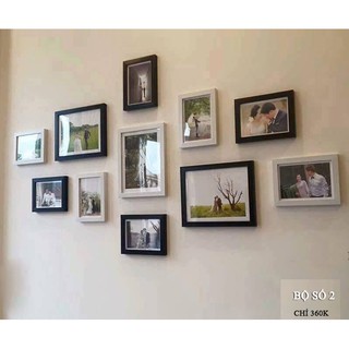 Khung ảnh treo tường trang trí phòng cưới gồm 11 khung mã số 02 nhỏ