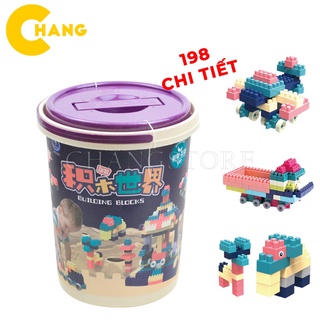 Bộ Đồ Chơi Lego Xếp Hình 198 Chi Tiết, Xô Đồ Chơi Lắp Ráp Cho Trẻ Em Siêu Rẻ