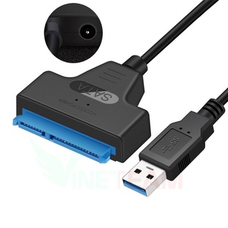 Dây cáp chuyển đổi SATA 3 USB 3.0 sang SATA hỗ trợ 2.5 inch SSD HDD SATA 22 pin kèm JACK Nguồn 3.5 -dc4306