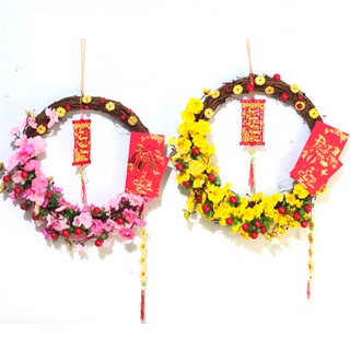 Vòng hoa mai hoa đào trang trí tết H05