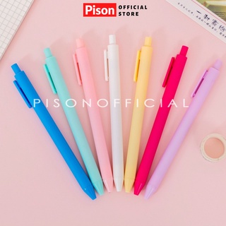 Bút bi bấm Vỏ màu pastel mực gel Pison, bút bi cute mực đen ngòi bút 0.5mm - BB003 - 01 bút