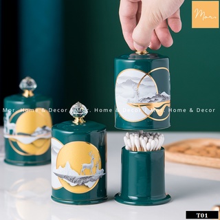 Lọ tăm sứ tráng men cao cấp - T01