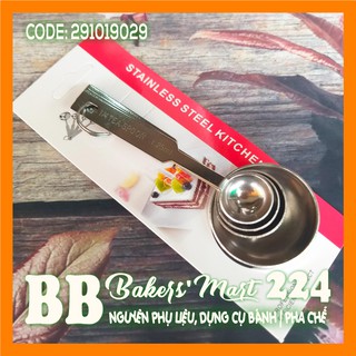 Bộ muỗng đong nhỏ INOX bạc VỈ GIẤY 4c