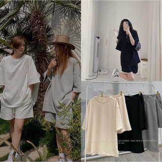 [NEW]SET NỈ TỔ ONG FORM UNISEX TAY LỠ MIX QUẦN SOOC HOT TREND