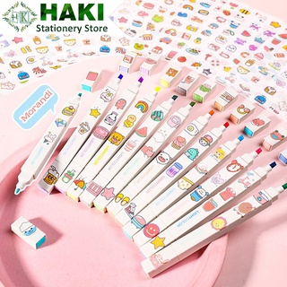 Bút highlight pastel 2 đầu HAKI, bút đánh dấu bút nhớ Light Color trang trí sổ bullet journal ( Lẻ 1 bút)