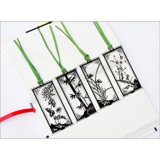 Bộ 4 bookmark mai lan cúc trúc bookmark cổ trang kèm hộp đánh dấu sách thiết kế sáng tạo đẹp thời trang